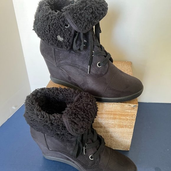 Roxy Paula Black Wedge Cuff Boot - Picture 3 of 11